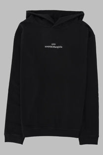 Maison margiela men’s felpa black hooded sweatshirt with white reverse embroidered margiela text on front