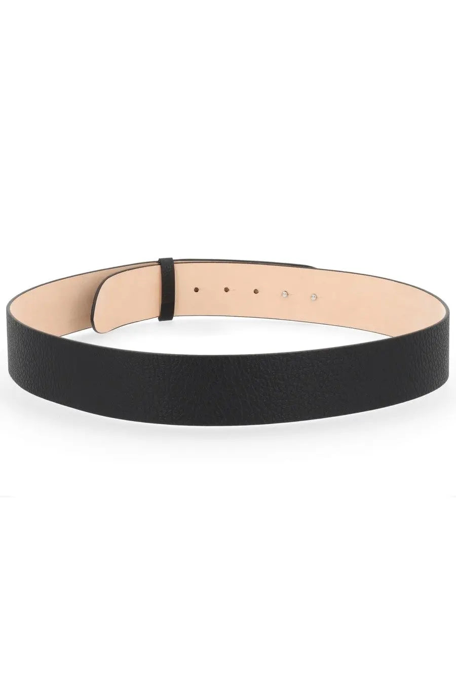 Maison Margiela men’s black textured leather belt with minimalist design and silver toned buckle