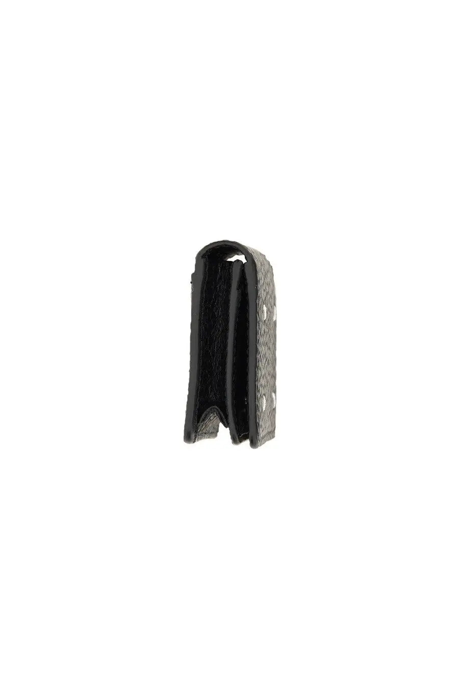 Maison Margiela men’s portacarte compatto black wallet with black and gray pattern and silver-tone studs