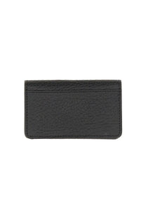 Maison Margiela men’s Portacarte Compatto black leather card holder with textured finish and visible edge stitching