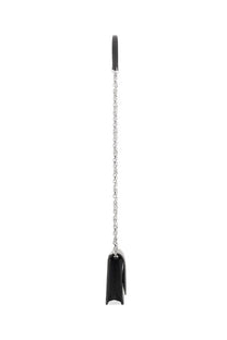 Maison Margiela men’s portafoglio large black leather crossbody bag with silver chain strap for stylish use