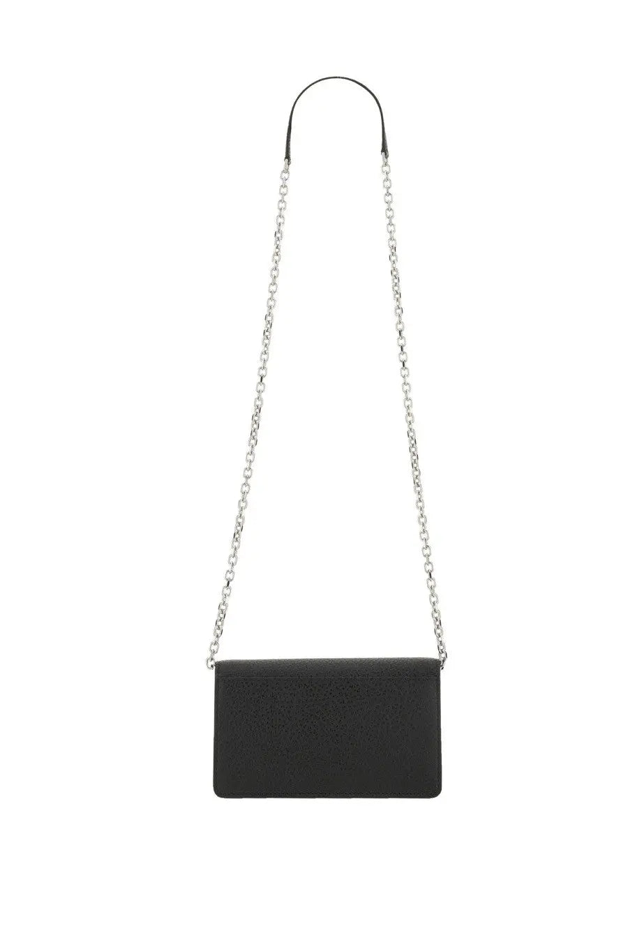 Maison Margiela men’s portafoglio large con catena black textured leather crossbody bag with silver chain strap