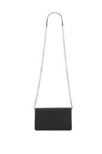 Maison Margiela men’s portafoglio large con catena black textured leather crossbody bag with silver chain strap