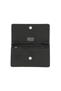 Maison Margiela men’s large black textured leather wallet with silver hardware and minimalist logo design