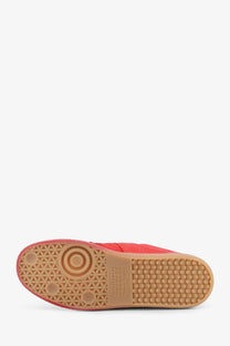 Maison Margiela men’s replica leather sneakers black with red suede low-top design tan rubber sole and geometric tread pattern