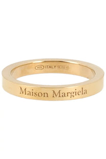 Gold-toned maison margiela men’s ring with sleek minimalist design and engraved branding in gold metal