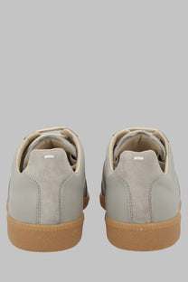 Maison Margiela men’s sneaker replica grey light gray suede with tan rubber sole and beige interior lining