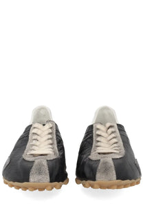 Maison Margiela men’s sneaker sprinters black black and gray suede with cream laces and textured rubber sole