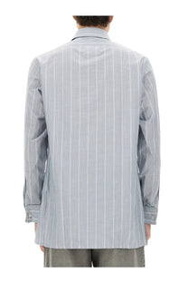 Maison Margiela men’s striped shirt in light blue and white with vertical stripes and a classic collar long sleeve button up