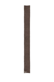 Maison Margiela men’s wool scarf brown long ribbed knit with a slightly frayed edge at the bottom