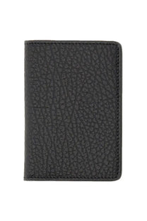 Maison Margiela unisex card holder in black textured leather with visible stitching along the edges