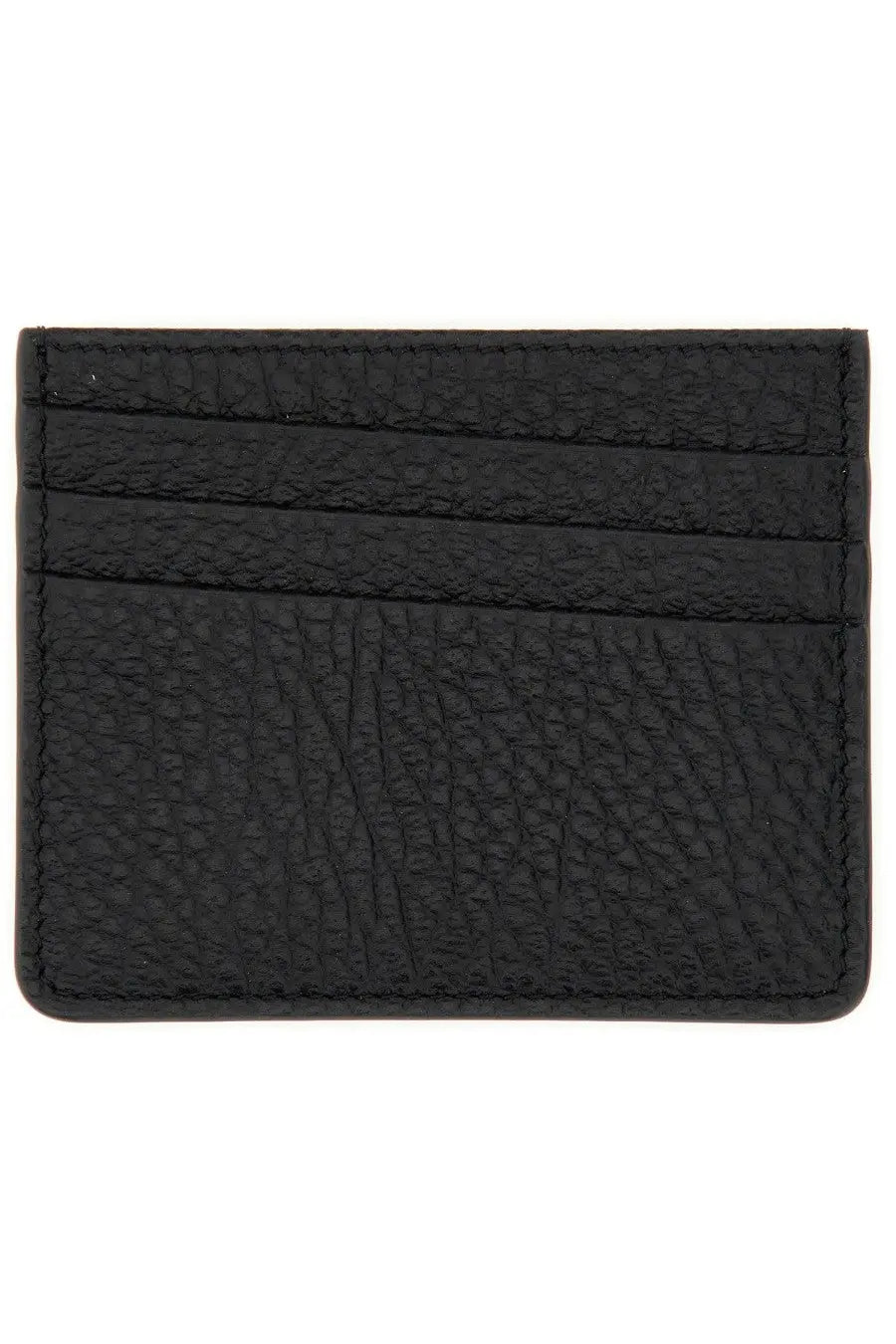 Maison Margiela unisex four stitches black card holder in textured leather with stitched edges and multiple slots