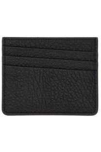Maison Margiela unisex four stitches black card holder in textured leather with stitched edges and multiple slots