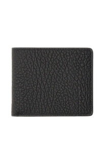 Maison Margiela unisex wallet in black textured pebbled leather showing the front side of the wallet