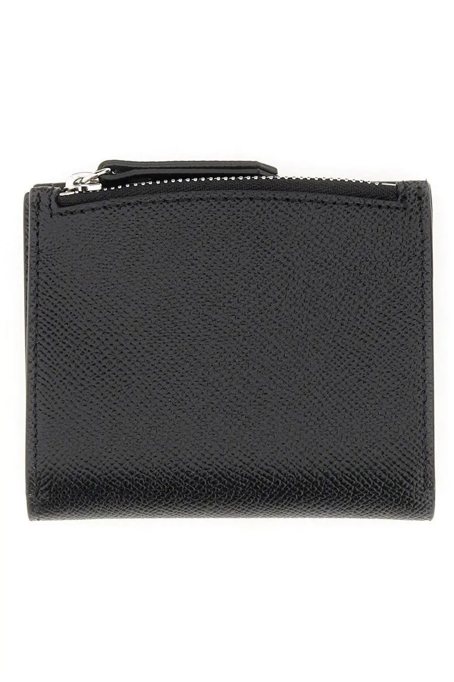 Maison Margiela unisex wallet black textured leather with zipper closure for secure storage and style