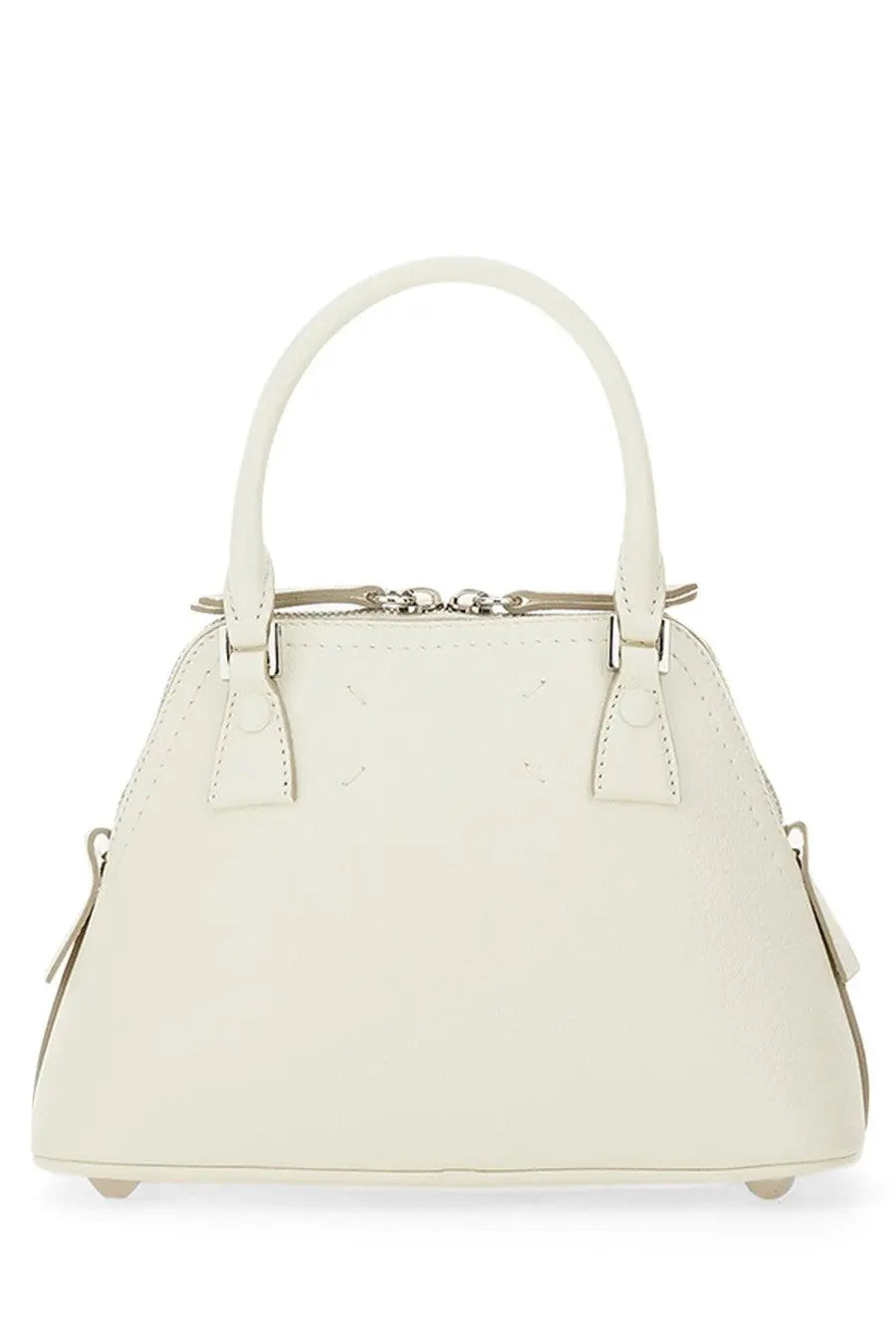 Maison Margiela women’s classique micro bag white cream leather handbag with rounded handles and silver hardware