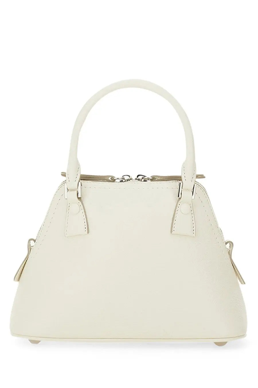 Maison Margiela women’s classique micro bag white cream leather with structured dome shape silver hardware and top handle
