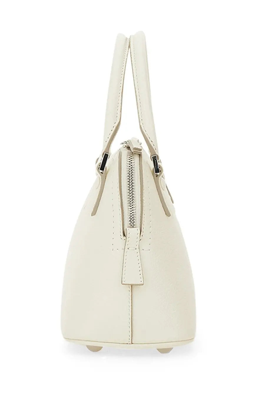 Maison Margiela women’s classique micro bag white cream leather with structured design and silver-toned zipper hardware