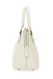 Maison Margiela women’s classique micro bag white cream leather with structured design and silver-toned zipper hardware