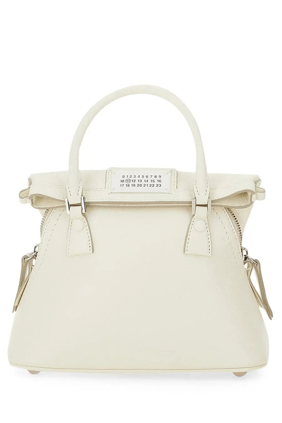 Maison Margiela women’s classique micro bag white cream-colored leather with silver hardware and rectangular numeric label