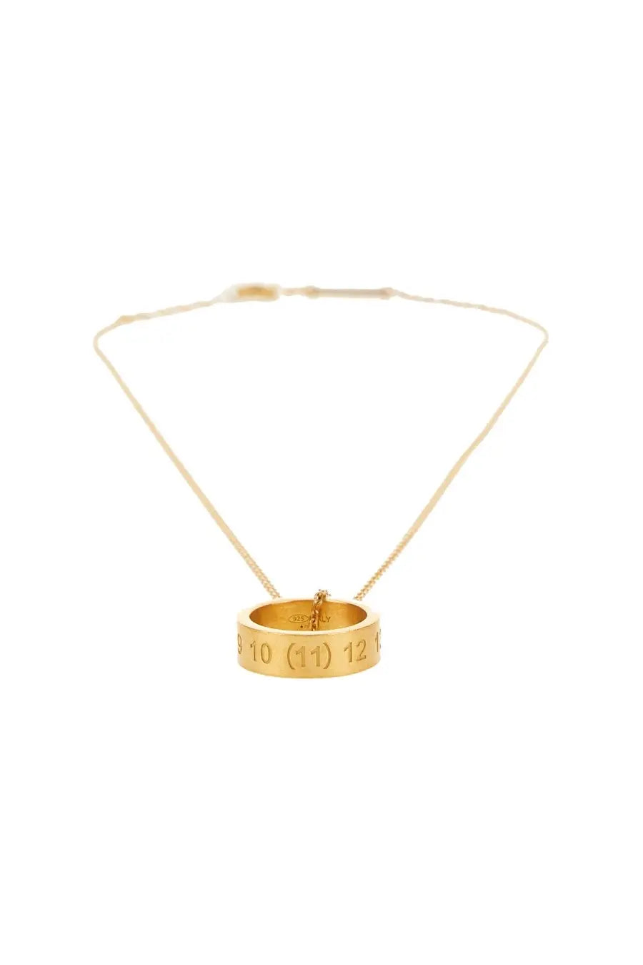 Maison Margiela women’s gold-toned ring pendant necklace with engraved numbers and parentheses in silver tone