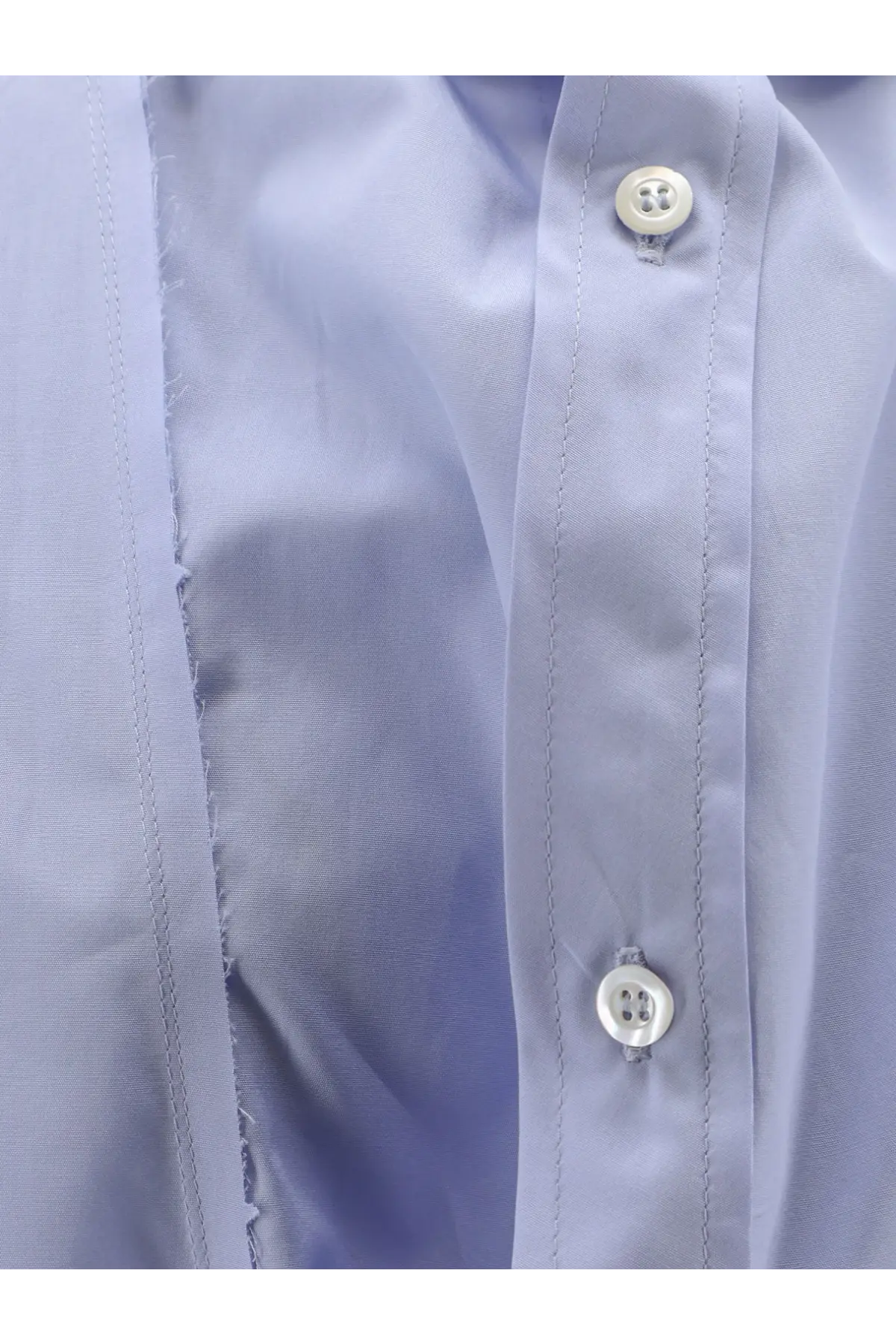 Maison Margiela women’s cotton shirt in light blue with white buttons and neat stitching detail