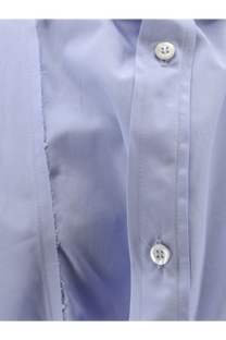 Maison Margiela women’s cotton shirt in light blue with white buttons and neat stitching detail