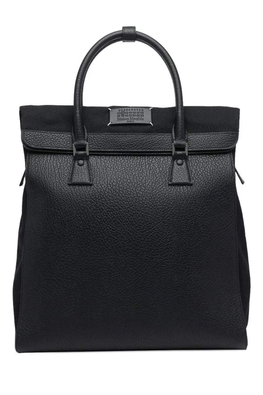 Maison Margiela women’s daily vertical convertible bag black with structured design and textured black leather tote