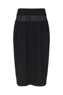 Maison Margiela women’s black midi skirt with sheer panel at the waistband for elegant styling