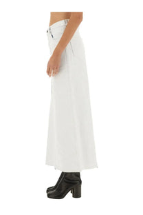 Maison Margiela women’s white high waist denim maxi skirt with a straight cut and midi length
