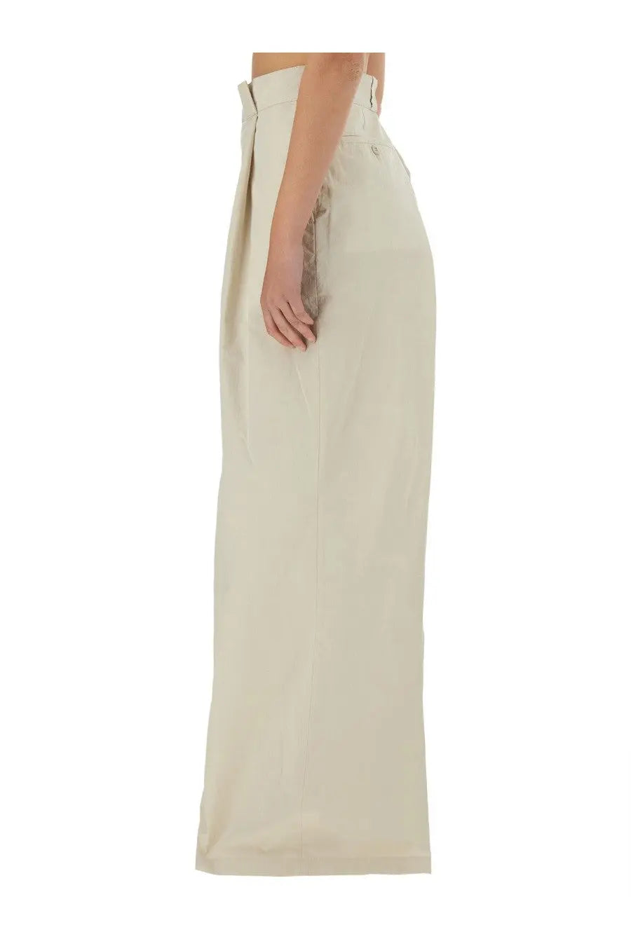Maison Margiela women’s cream high-waisted wide-leg trousers with a sleek minimalist design in white fabric
