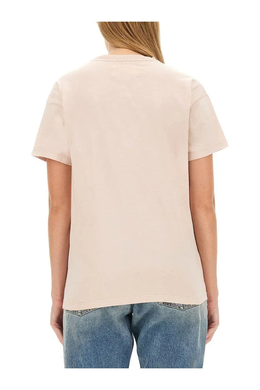Maison Margiela women’s beige soft cotton t-shirt with simple crew neck and short sleeves