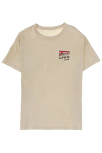 Maison Margiela women’s beige short-sleeved shirt with red and black bingo graphic on left chest