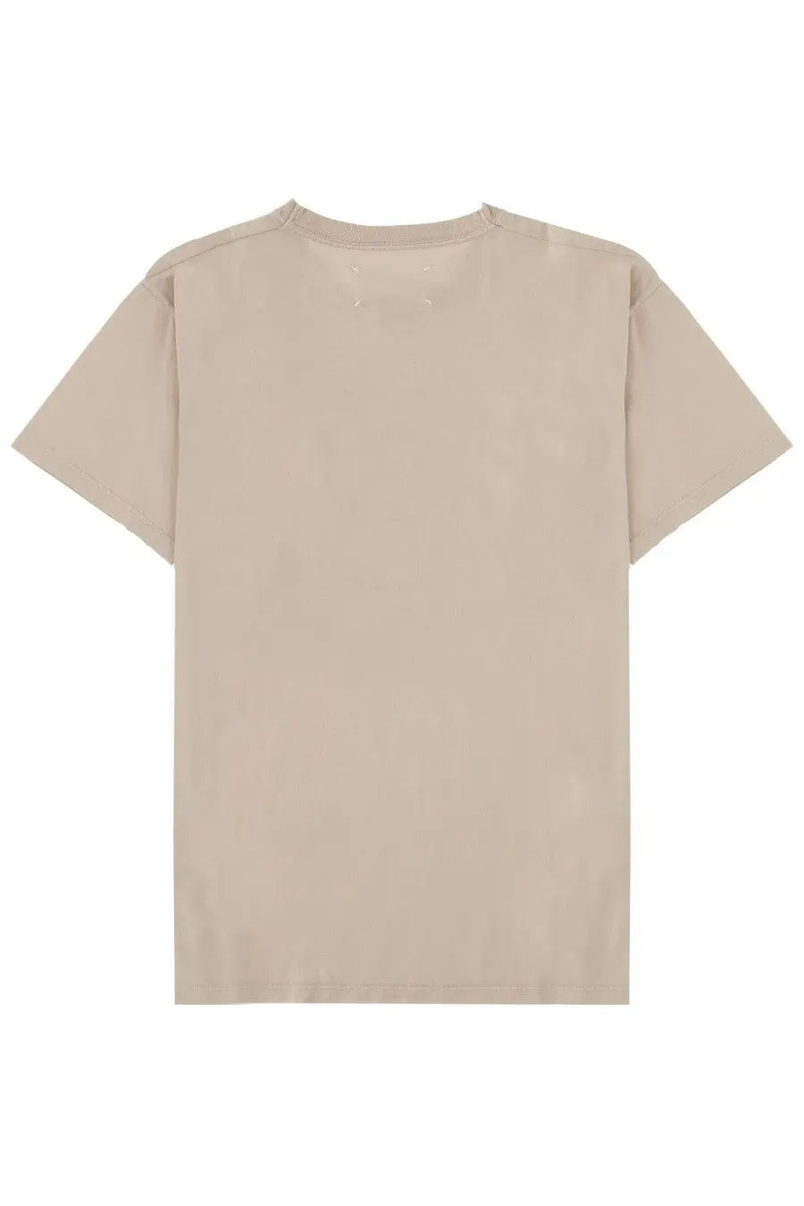 Beige short-sleeved Maison Margiela women’s shirt con stampa with crew neck and subtle stitching details