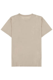 Beige short-sleeved Maison Margiela women’s shirt con stampa with crew neck and subtle stitching details