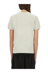 Maison Margiela women’s cream short sleeved sweatshirt with ribbed cuffs and hem in soft fabric