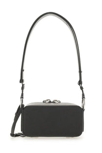 Maison Margiela women’s small doll bag black leather crossbody with silver hardware and curved shoulder strap