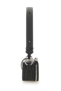Maison Margiela women’s small doll bag black leather crossbody with silver-toned zipper and ring detail
