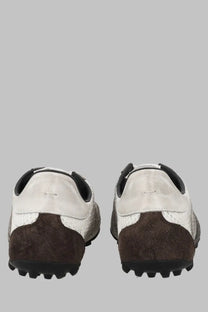 Maison Margiela women’s sneaker sprinters low top white brown suede with textured pattern on the sides