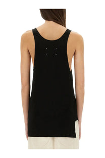 Maison Margiela women’s black sleeveless tank top with distinctive white stitching details on the back side