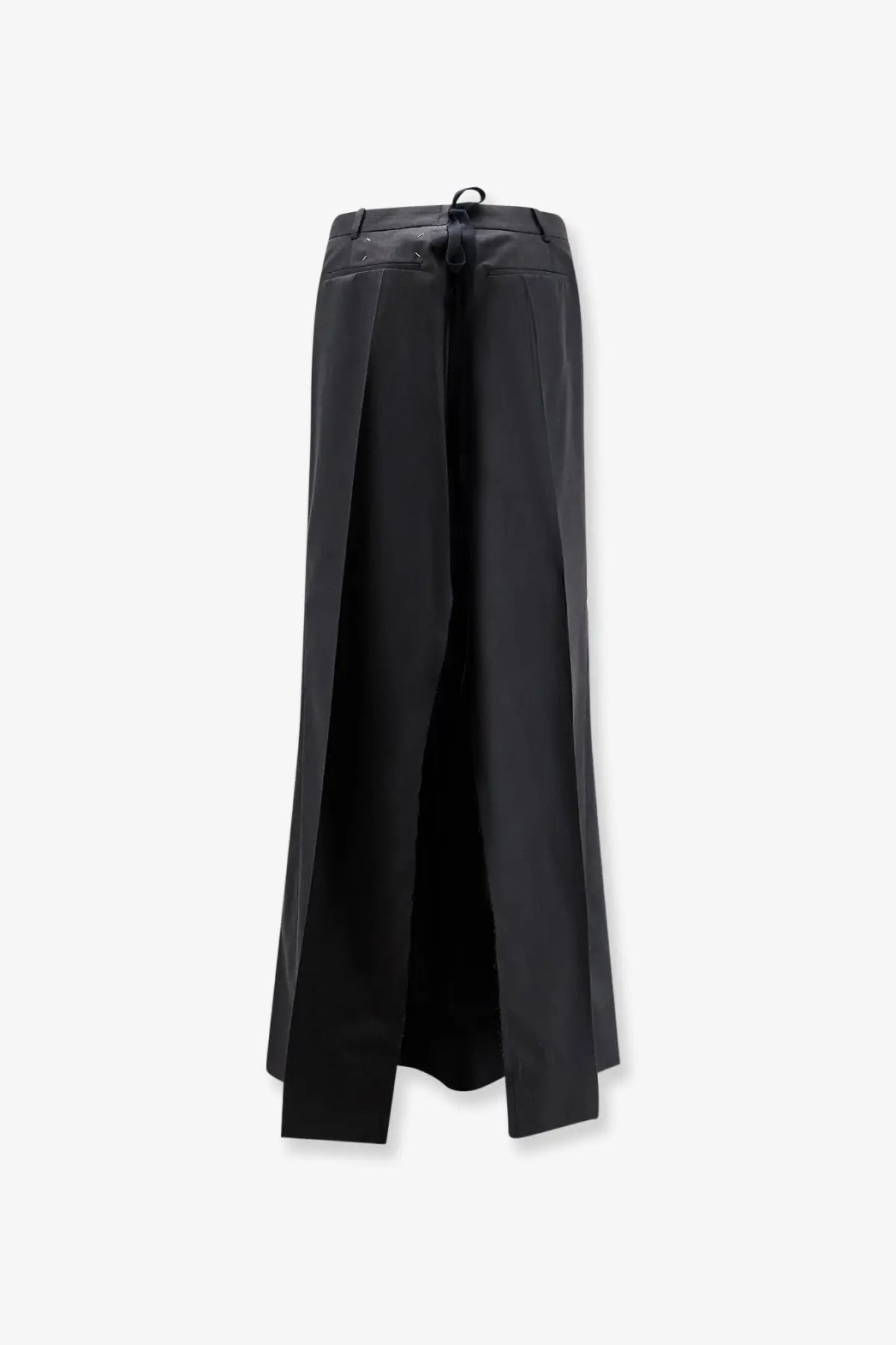 Maison Margiela women’s virgin wool black wide-leg trousers with sleek structured design and subtle front pleats