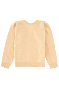 Maison margiela women’s beige wool jersey knit sweater with ribbed cuffs hem and crew neckline front view