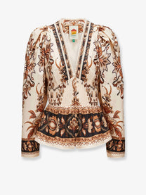 FARM Rio Women's Majestic Garden Sand Blouse Beige