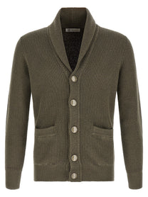 Brunello Cucinelli Malfilé Cotton Cardigan Green