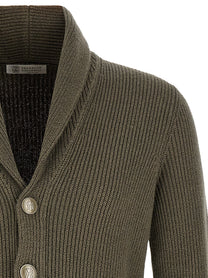 Brunello Cucinelli Malfilé Cotton Cardigan Green