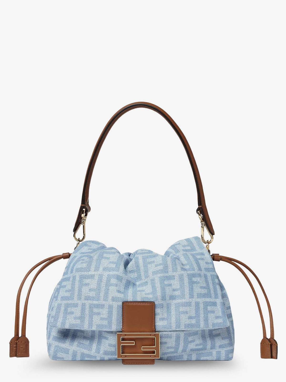 Fendi Women's Mamma Baguette Light Denim Crossbody Bag Blue