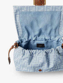 Fendi Women's Mamma Baguette Light Denim Crossbody Bag Blue