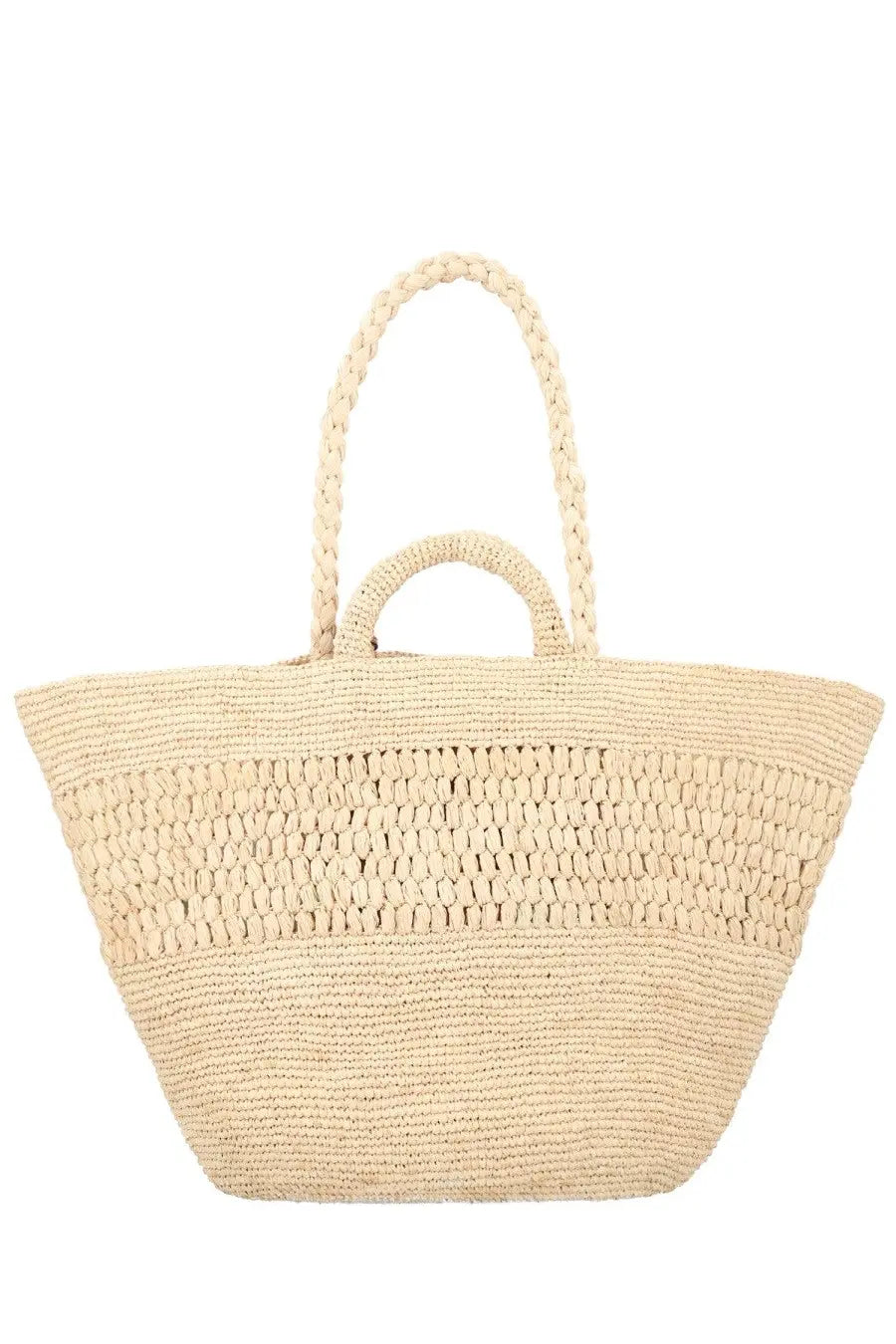 Manebi women’s borsa fiji beige woven straw tote bag with braided handles for stylish everyday use