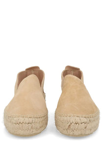 Beige suede espadrille slip-ons with woven jute sole from manebi womens espadrilla con doppia suola collection