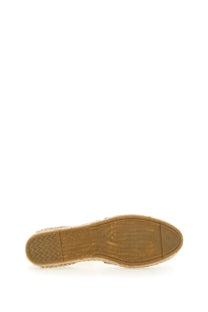 Tan woven espadrille wedge shoe sole with rubberized tread pattern for manebi women’s espadrilles flat brown